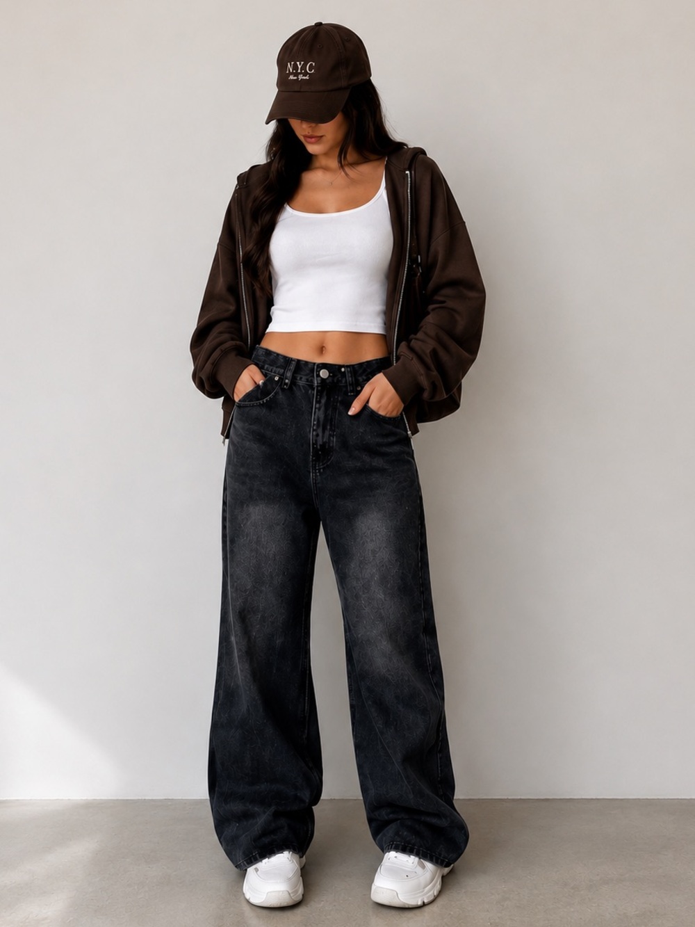 🖤Aelfric Eden Black Wide Leg Jeans Size 26 High Rise Washed Streetwear